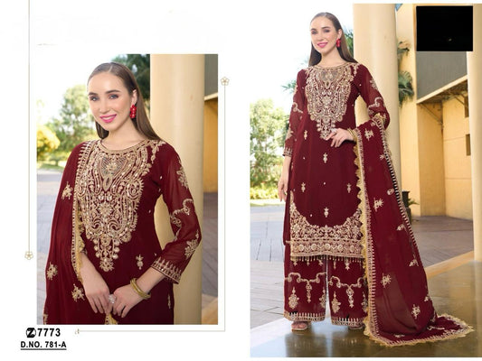 Georegtte heavy handwork embrdrd  semi stitched outfit code 781 A and B  semi stitched Latti